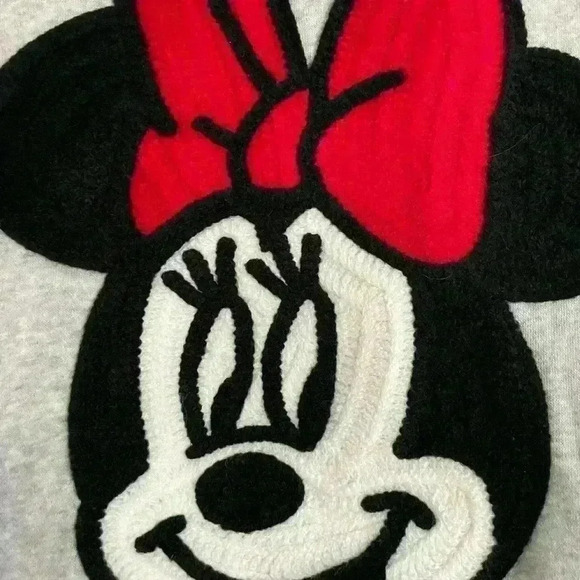 Disney Minnie Mouse Gray Embroidered Hoodie size large - Picture 2 of 5
